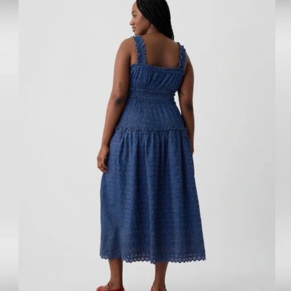 GAP X Doen Eyelet Maxi Dress in Denim Blue - Picture 4 of 7